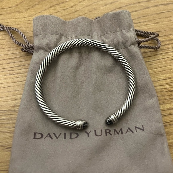 David Yurman Silver and Black Diamond Cable Cuff - Picture 3 of 3
